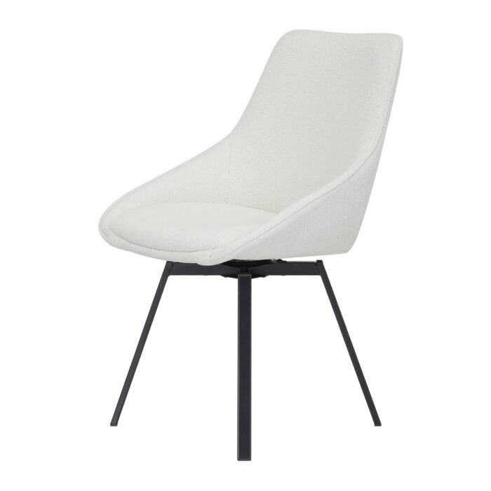 Esszimmerstuhl Bouclé Creme mit eleganten Metallbeinen, ideal für stilvolle Esszimmergestaltung