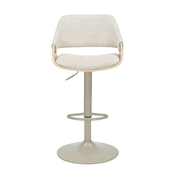 Höhenverstellbarer Barhocker in der Farbe Beige.