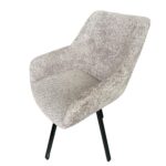 Moderner Drehstuhl in Taupe Bouclé mit Metallbeinen, ideal für stilvolle Wohnbereiche