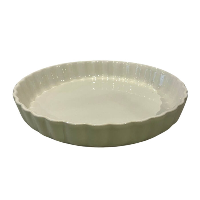 Runde Backform aus handgefertigter Keramik, ideal für Tarte, Quiche oder Kuchen, 28 cm Durchmesser, ofenfest bis 220 Grad, hergestellt in Umbrien