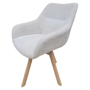 Esszimmerstuhl in Creme mit Holzbeinen Natur, ideal für stilvolle Wohnbereiche