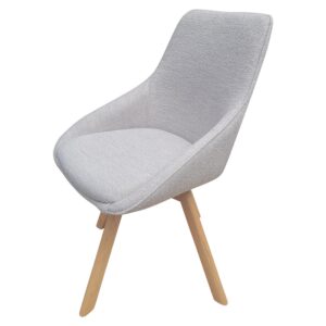 Esszimmerstuhl Bouclé Beige mit dunklen Holzbeinen, ideal für stilvolle und zeitgemäße Einrichtungen