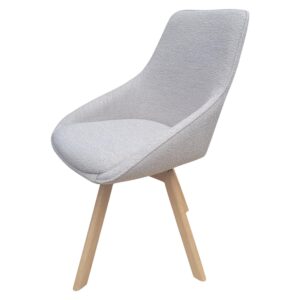 Esszimmerstuhl Bouclé Beige mit natürlichen Holzbeinen, ideal für stilvolle und natürliche Raumgestaltung