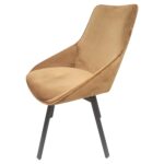 Stilvoller Swing Stuhl in Samt Ocker mit Metallbeinen