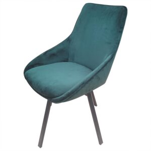 Dynamischer Drehstuhl Samt Grün mit robusten Metallbeinen, ein Highlight in jedem modernen Interieur