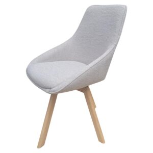 Esszimmerstuhl Bouclé Beige mit natürlichen Holzbeinen, ideal für stilvolle und natürliche Raumgestaltung