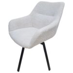 Bouclé Stuhl Creme mit Metallbeinen, ideal für stilvolle Wohnbereiche