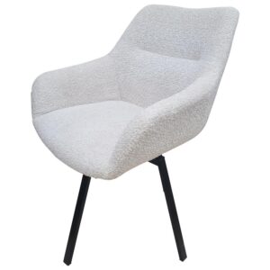 Bouclé Stuhl Creme mit Metallbeinen, ideal für stilvolle Wohnbereiche